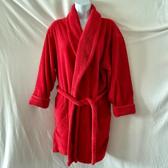 Silk & Satin Red Velour Robe - Picture 1 of 6